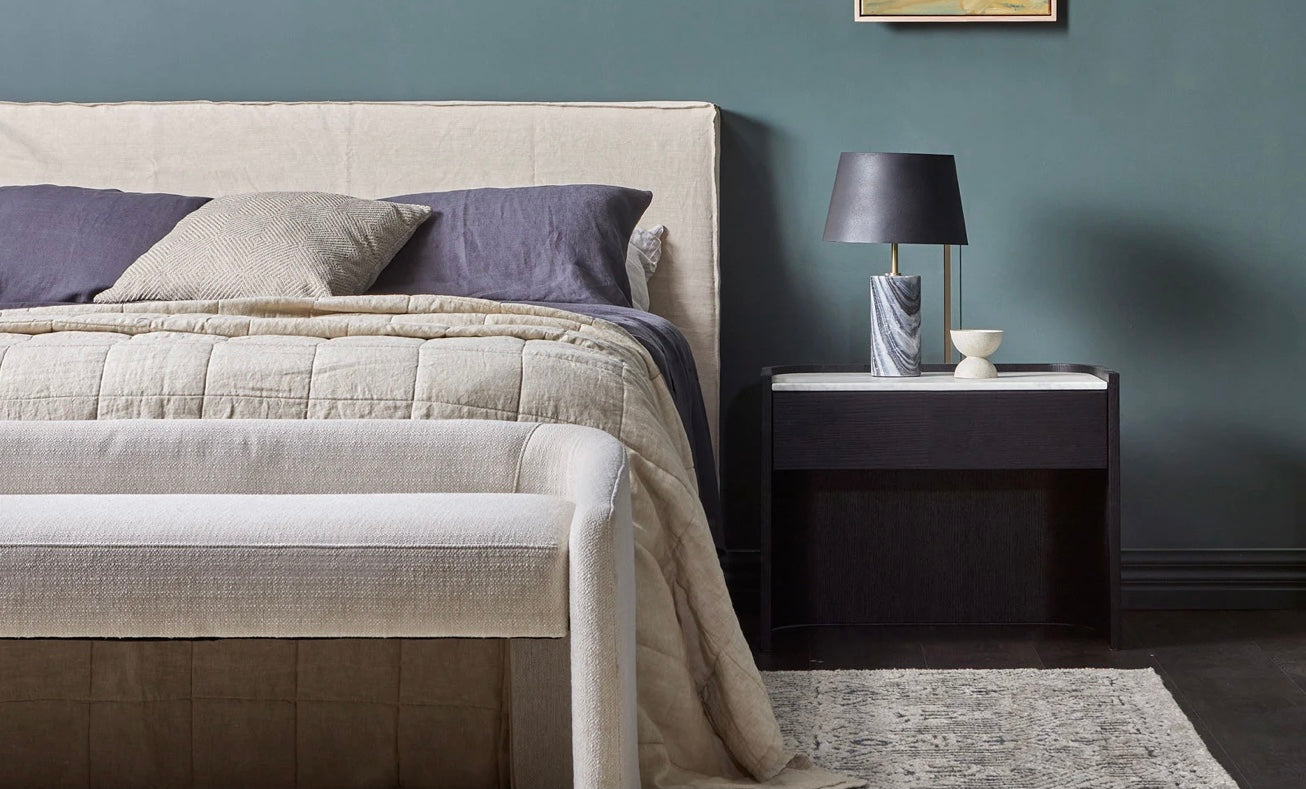 Elsie Large Bedside White Marble/Natural