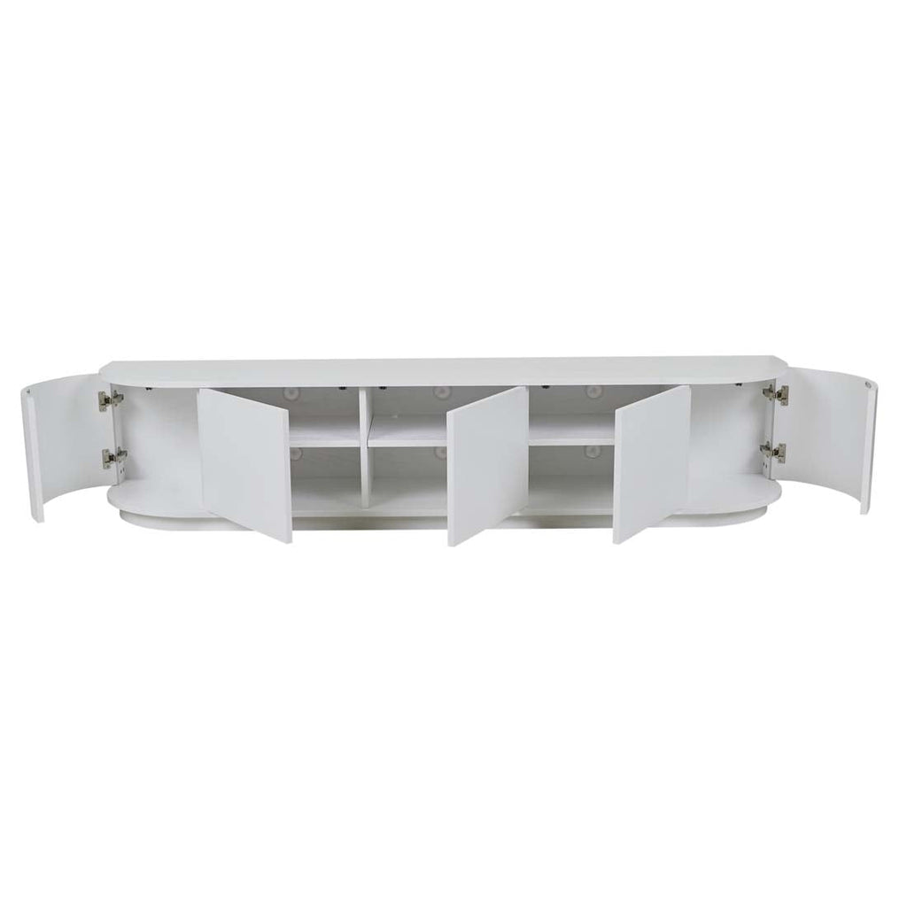 Oberon Crescent Entertainment Unit White Grain  2100mm