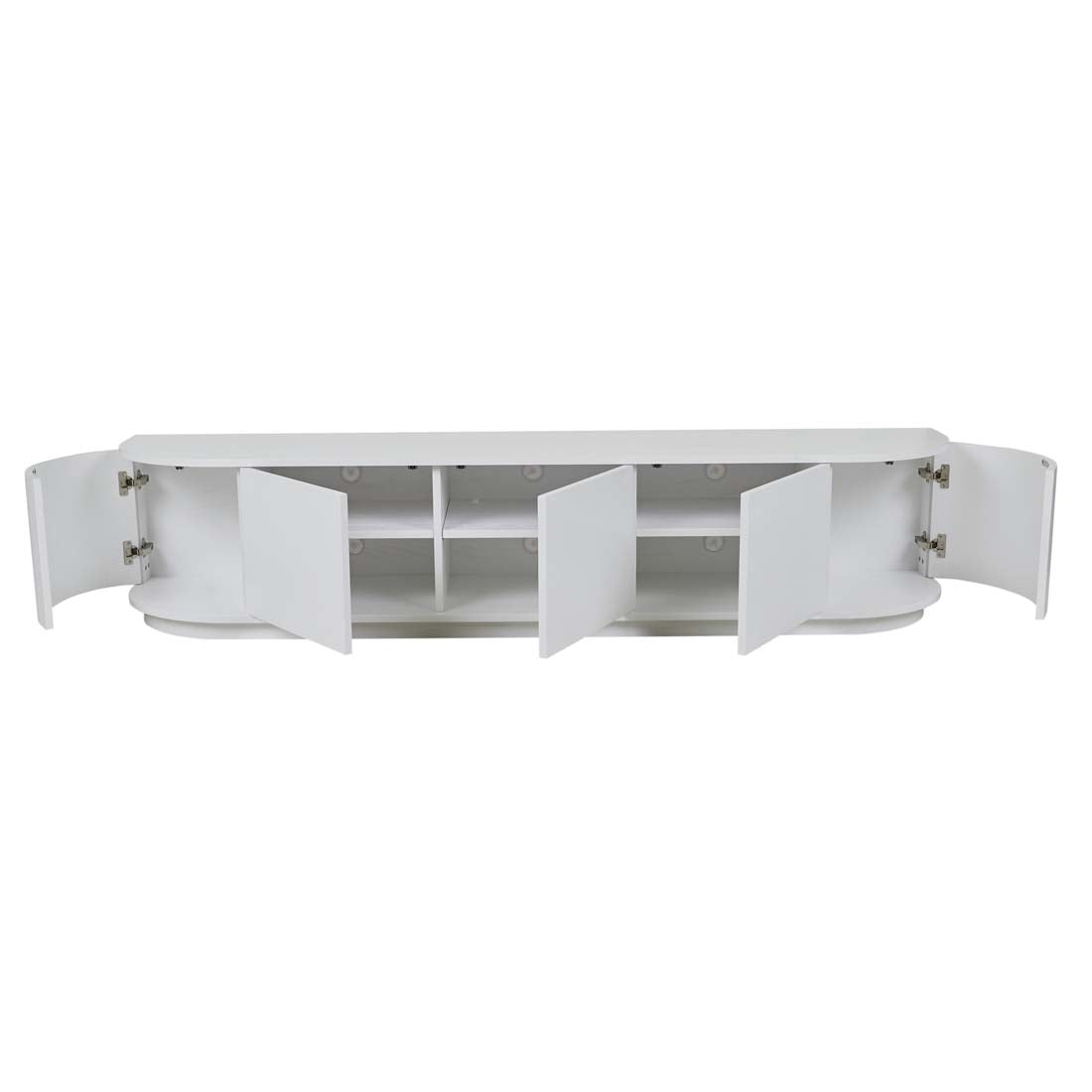 Oberon Crescent Entertainment Unit White Grain  2100mm