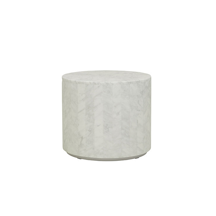 Elle Block Round Side Table White