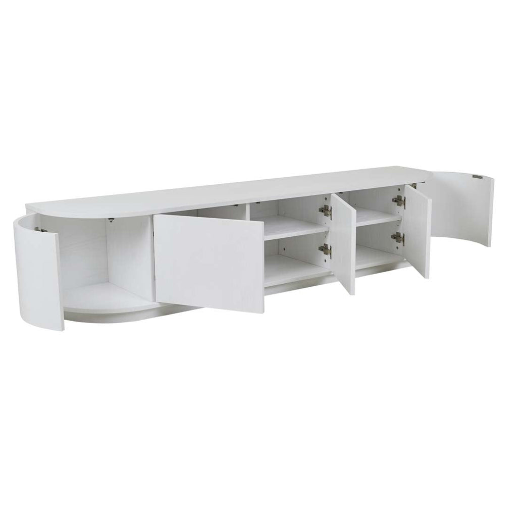 Oberon Crescent Entertainment Unit White Grain  2100mm