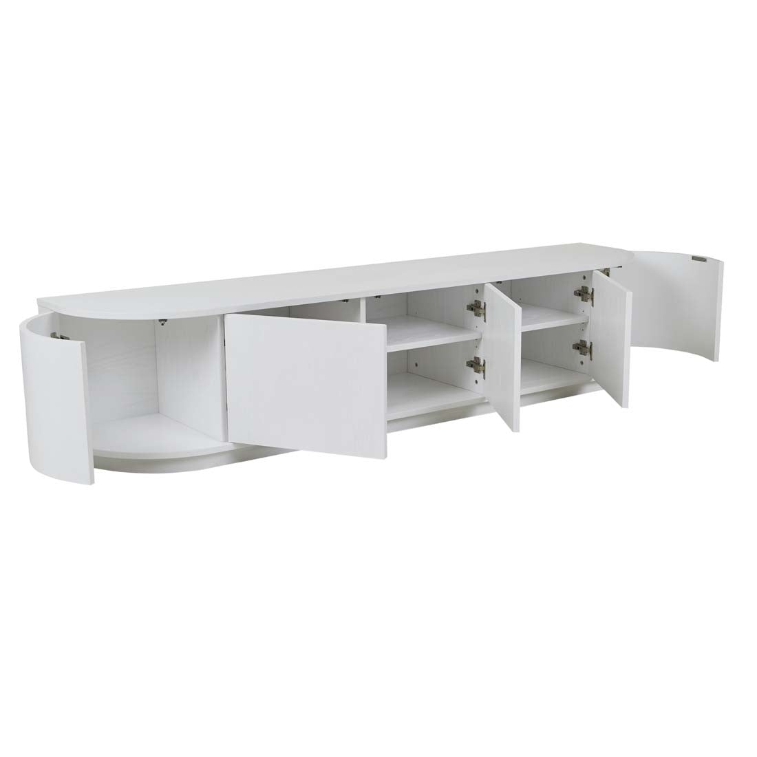 Oberon Crescent Entertainment Unit White Grain  2100mm