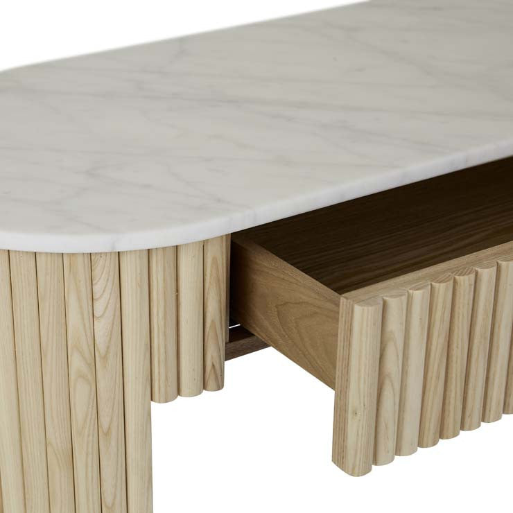 Benjamin Ripple Grand Marble Console Natural Ash