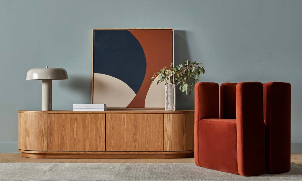 Oberon Crescent Entertainment Unit Black 2100mm