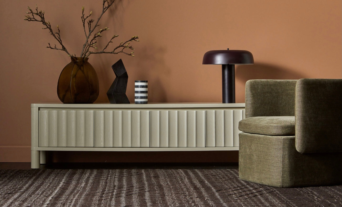 Oliver Fluted Entertainment Unit Putty