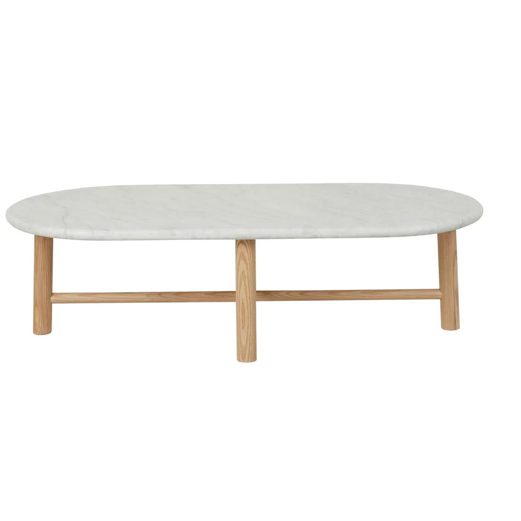 Artie Oval Marble Coffee Table Natural/White