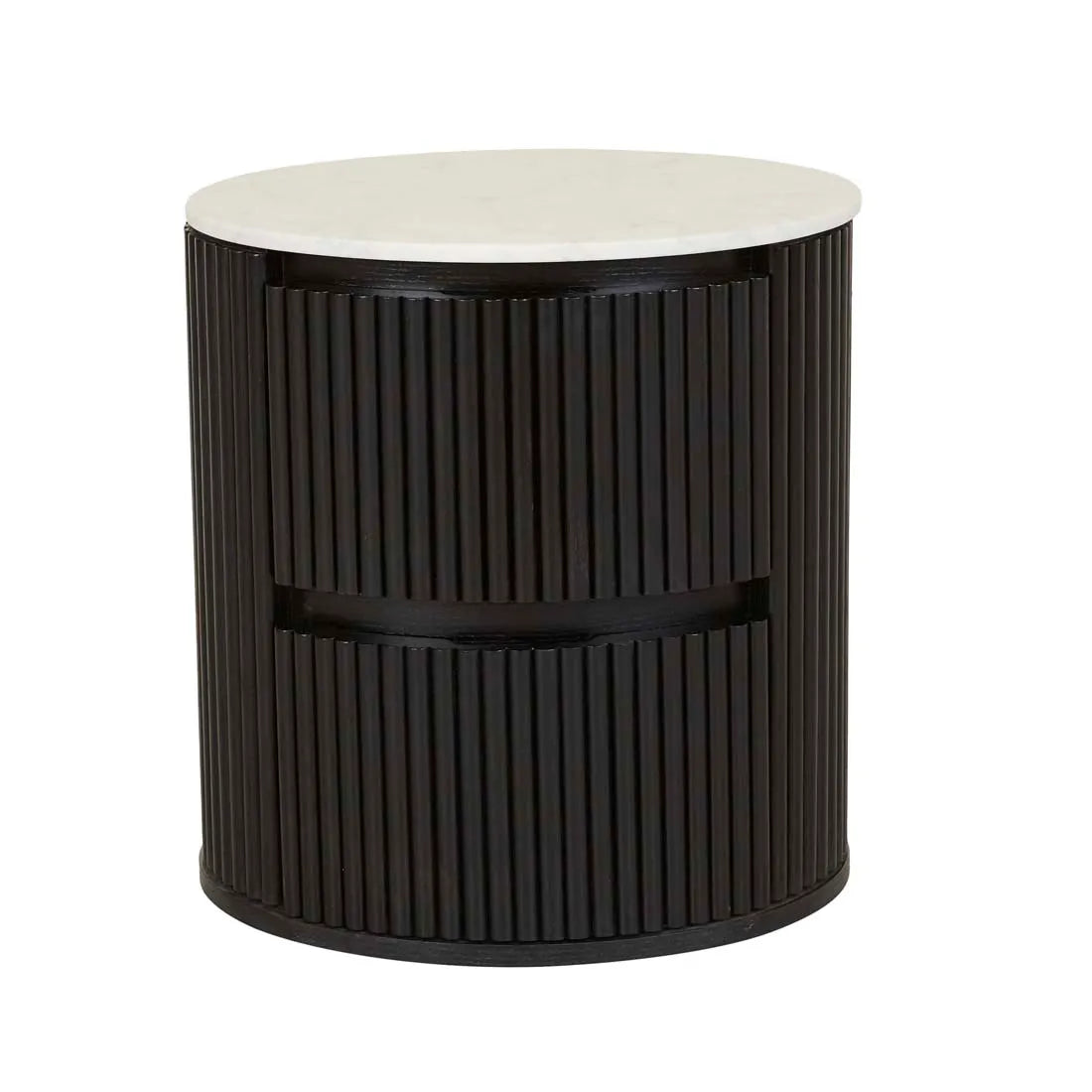Benjamin Ripple Marble Bedside Table Black/White