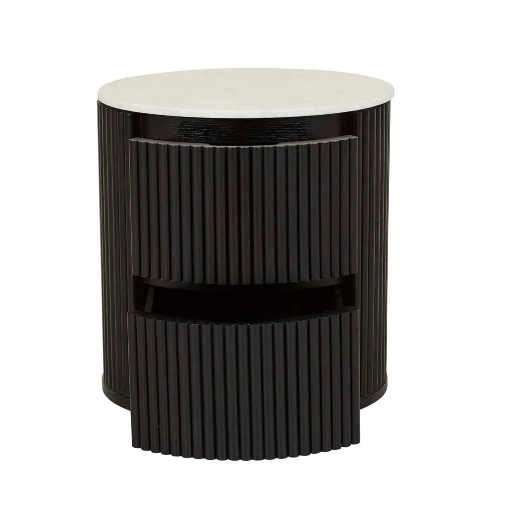 Benjamin Ripple Marble Bedside Table Black/White