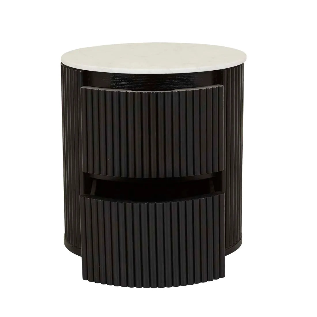 Benjamin Ripple Marble Bedside Table Black/White
