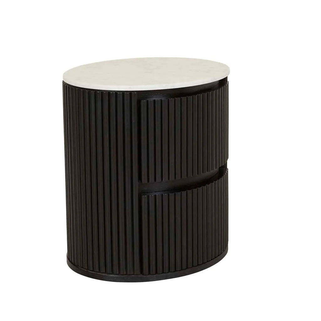 Benjamin Ripple Marble Bedside Table Black/White
