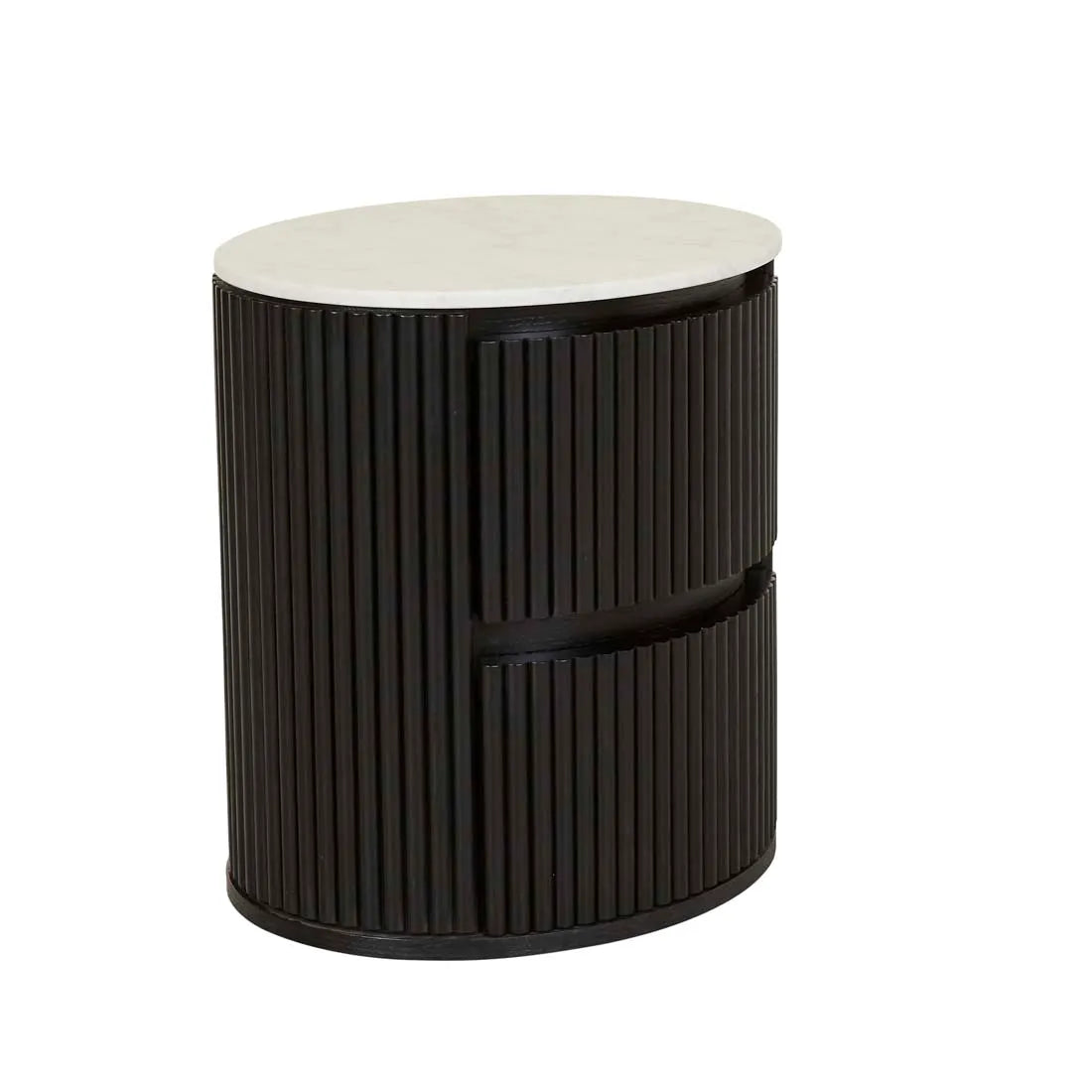 Benjamin Ripple Marble Bedside Table Black/White