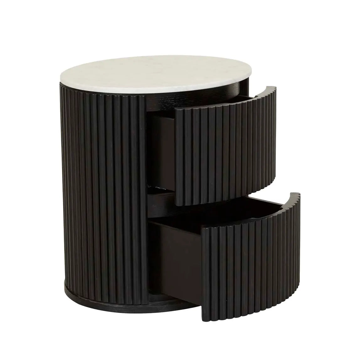 Benjamin Ripple Marble Bedside Table Black/White