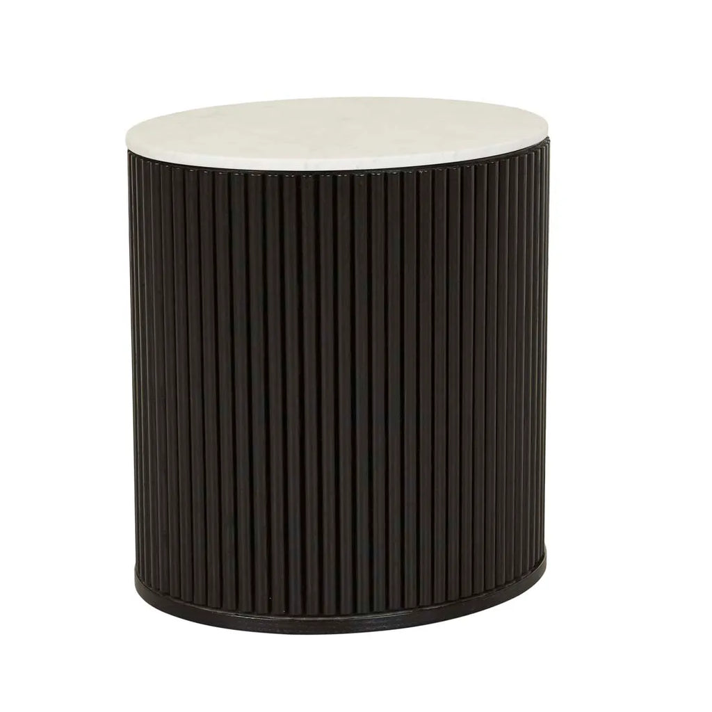 Benjamin Ripple Marble Bedside Table Black/White