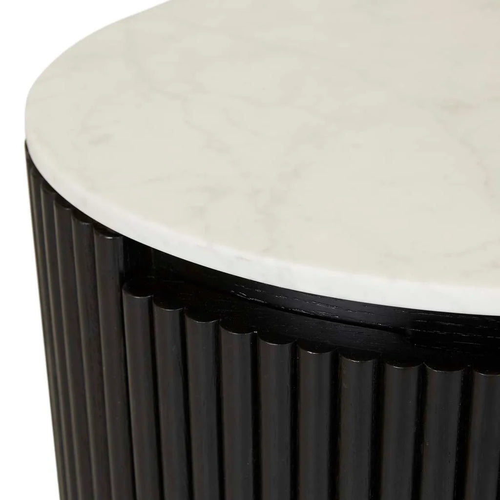 Benjamin Ripple Marble Bedside Table Black/White