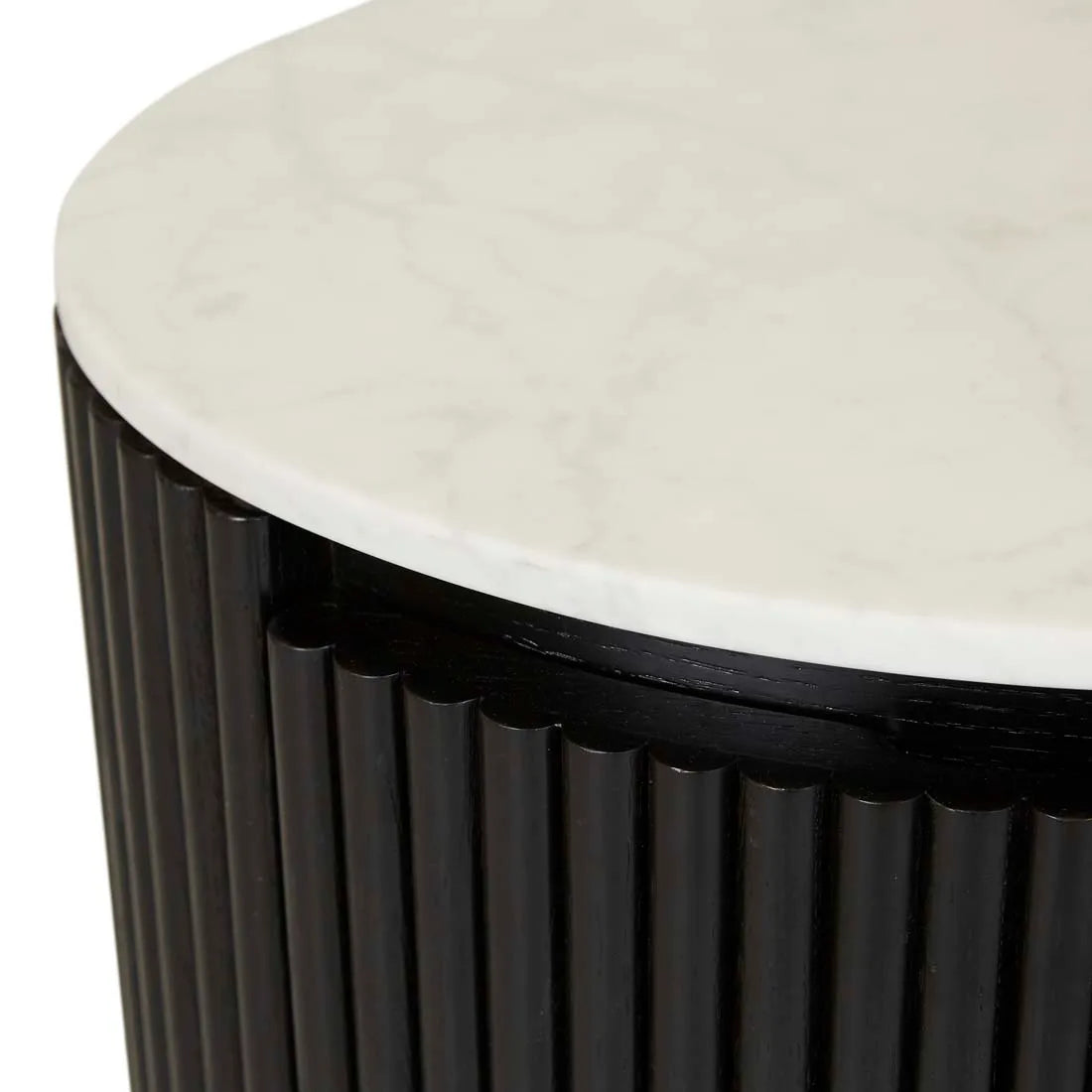 Benjamin Ripple Marble Bedside Table Black/White
