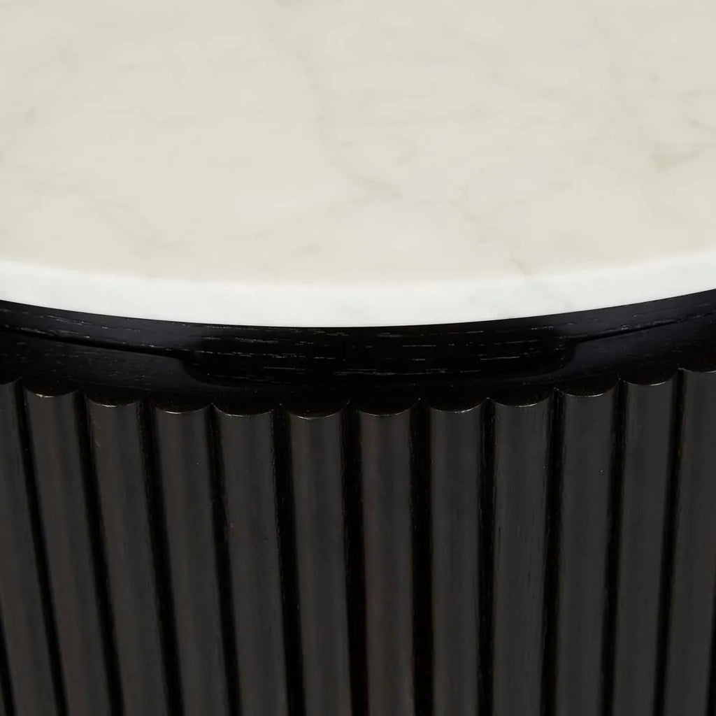 Benjamin Ripple Marble Bedside Table Black/White