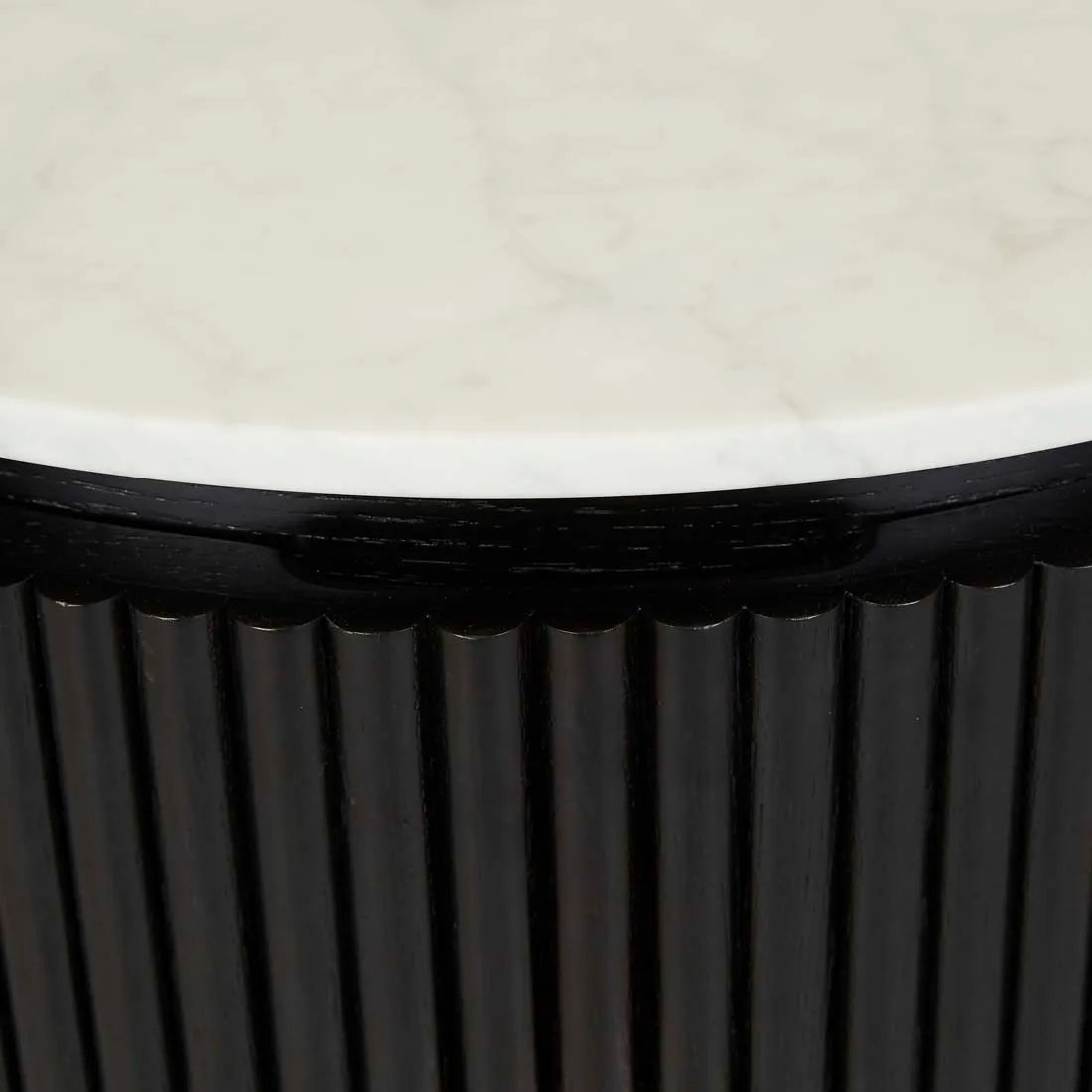 Benjamin Ripple Marble Bedside Table Black/White