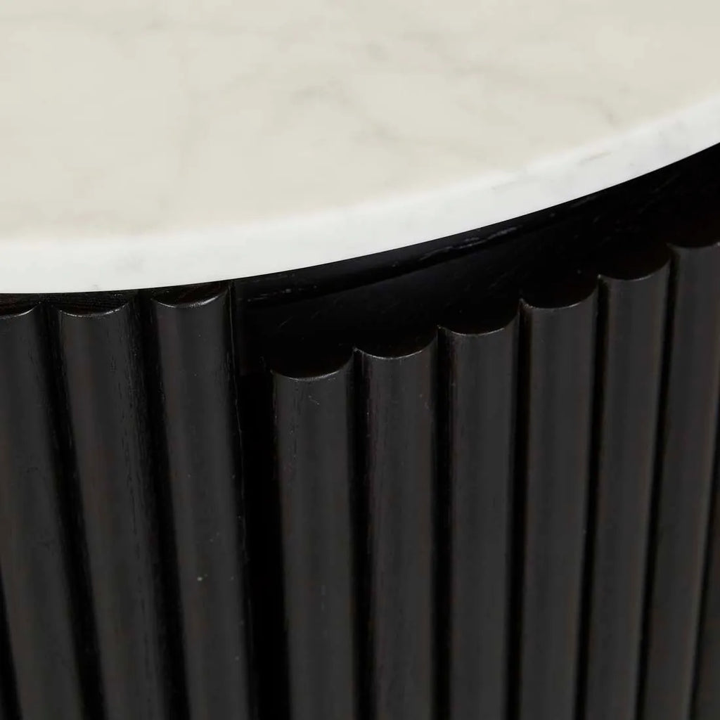 Benjamin Ripple Marble Bedside Table Black/White