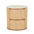 Benjamin Ripple Marble Bedside Table Natural/White