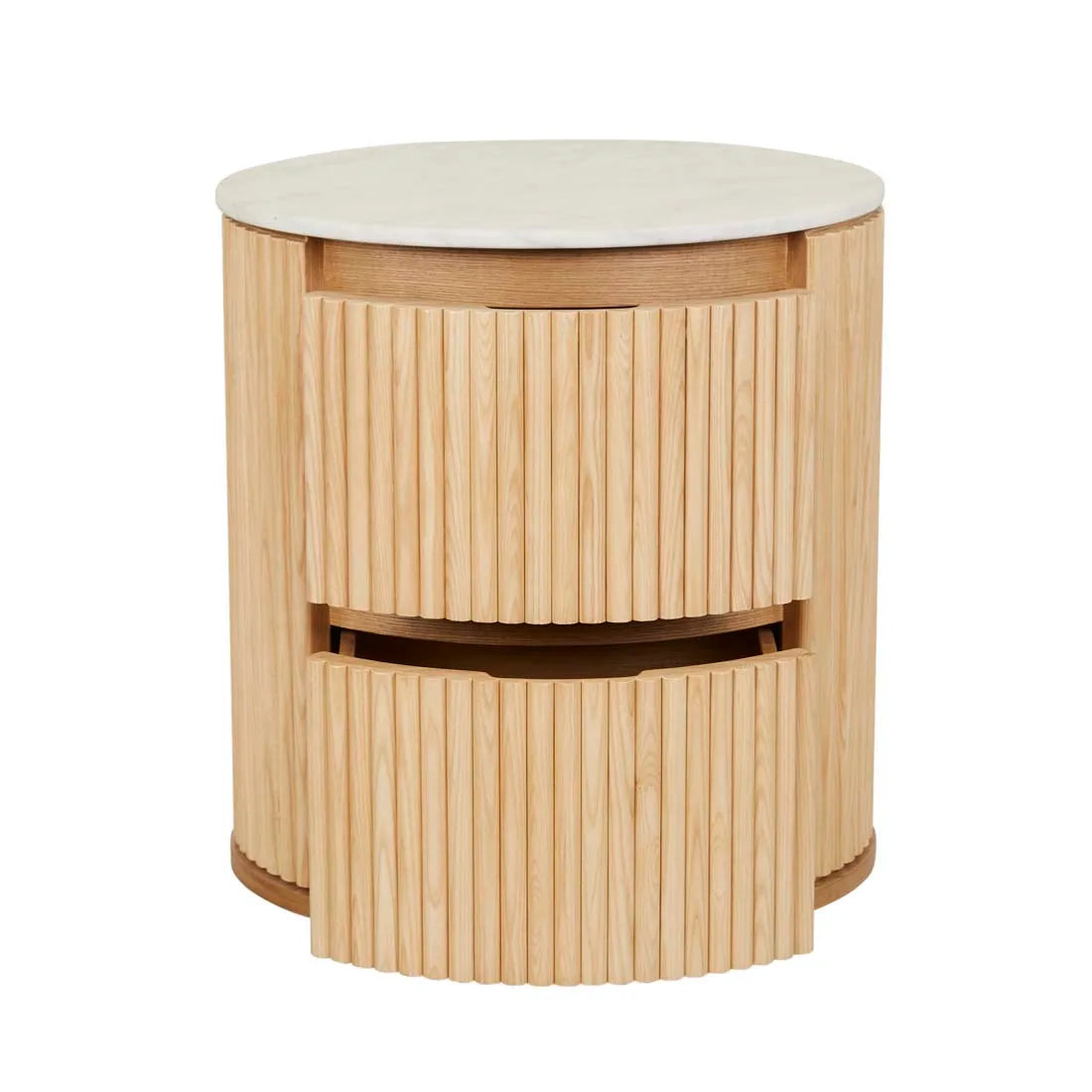 Benjamin Ripple Marble Bedside Table Natural/White