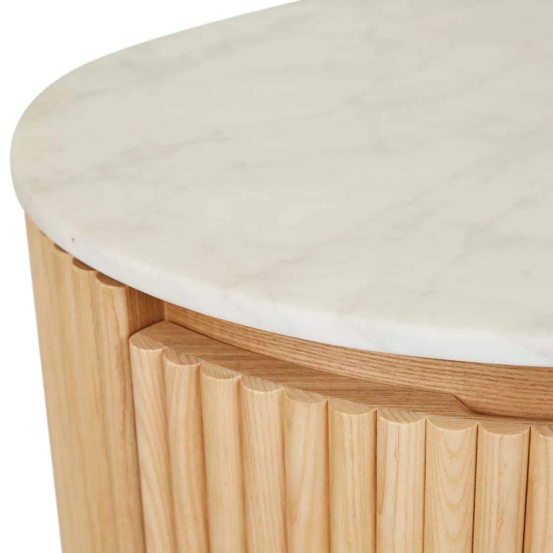 Benjamin Ripple Marble Bedside Table Natural/White
