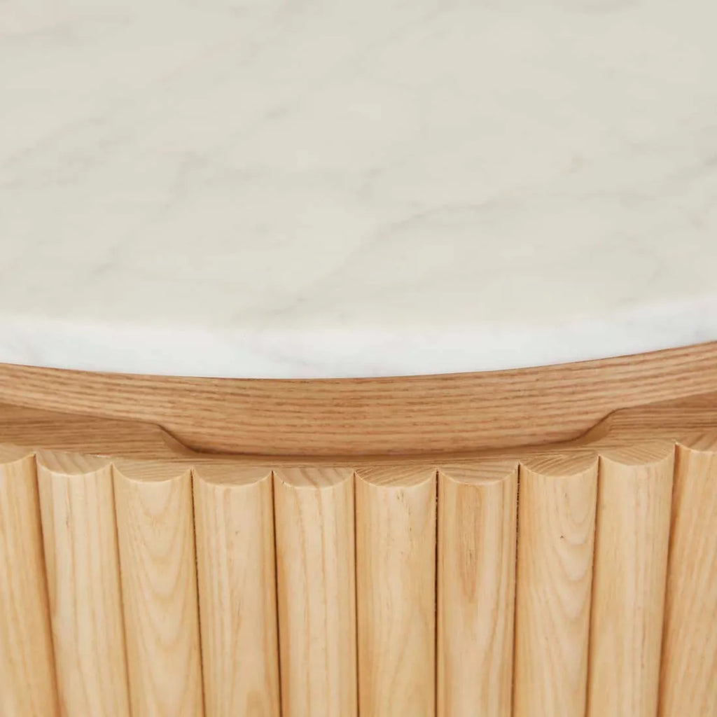 Benjamin Ripple Marble Bedside Table Natural/White