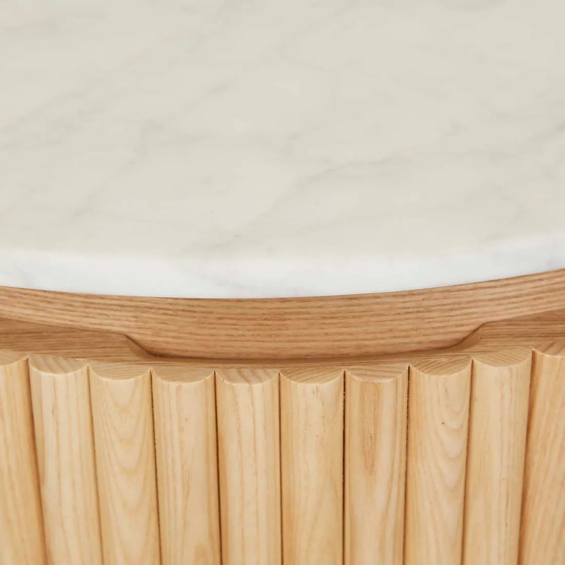 Benjamin Ripple Marble Bedside Table Natural/White