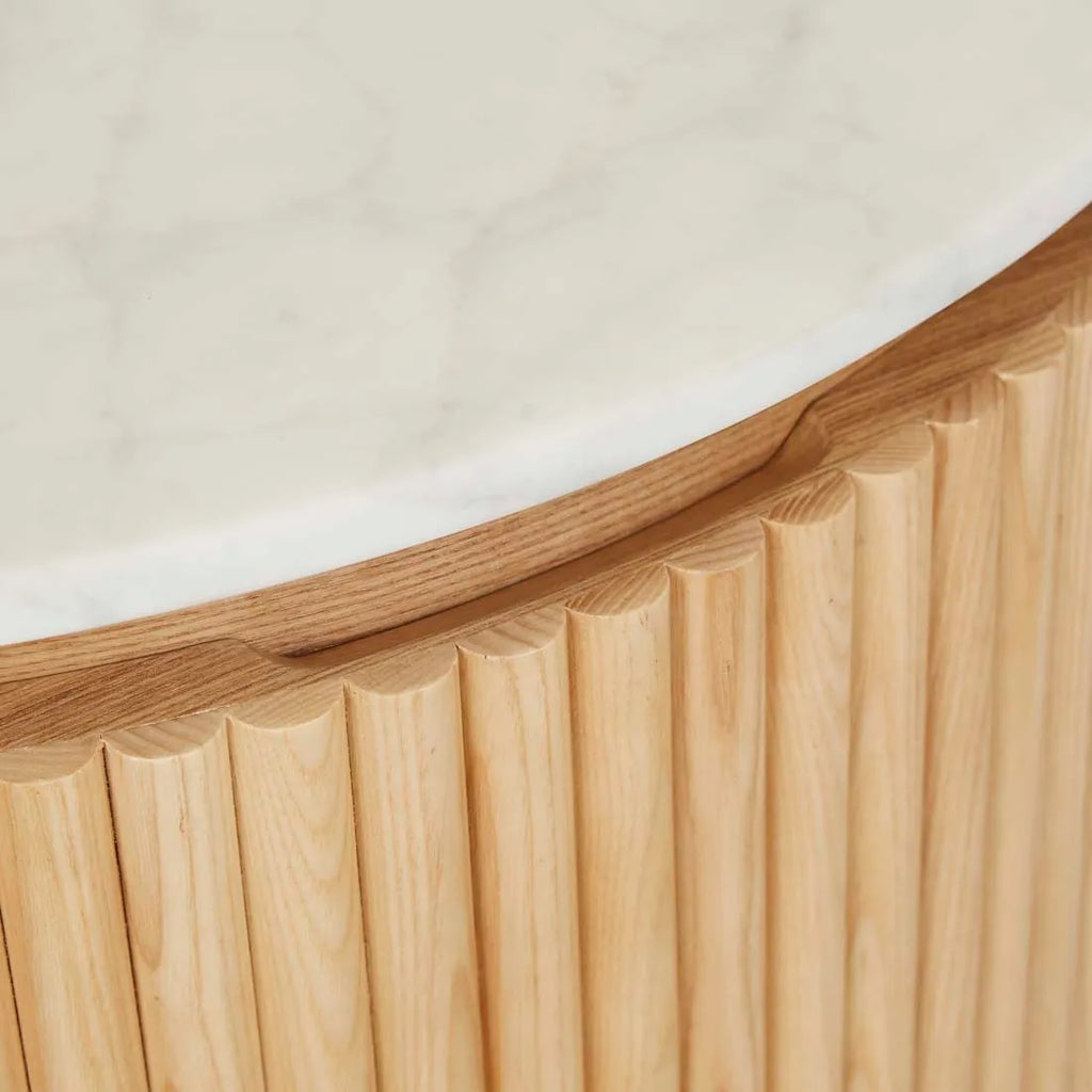 Benjamin Ripple Marble Bedside Table Natural/White