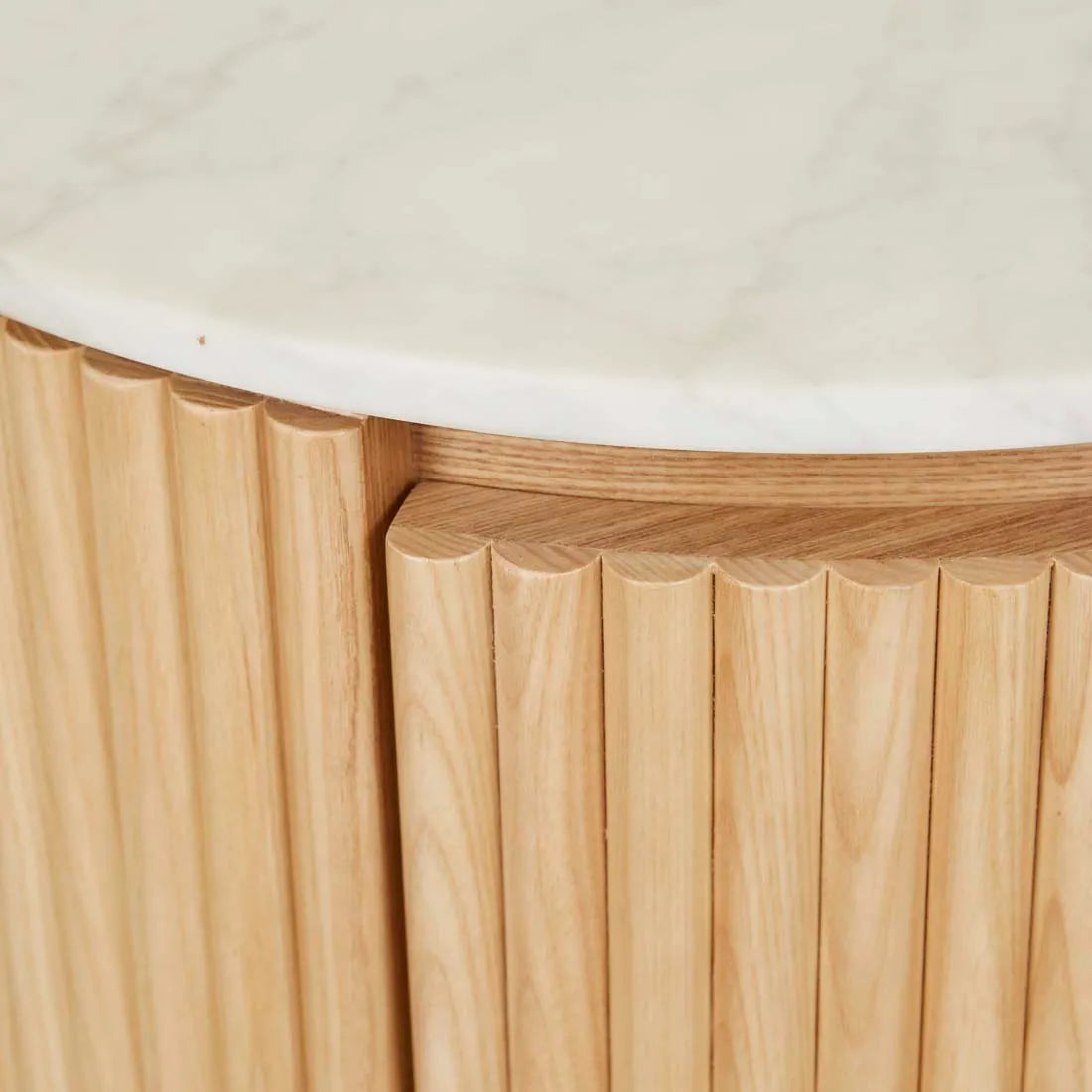 Benjamin Ripple Marble Bedside Table Natural/White