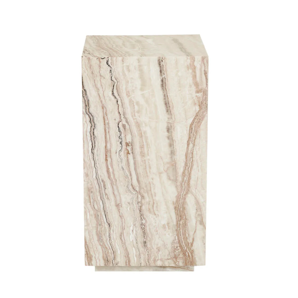 Elle Block Low Plinth Onyx Travertine