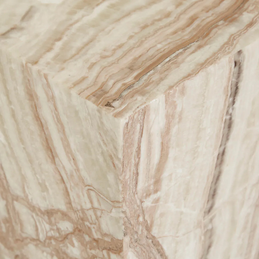Elle Block Low Plinth Onyx Travertine