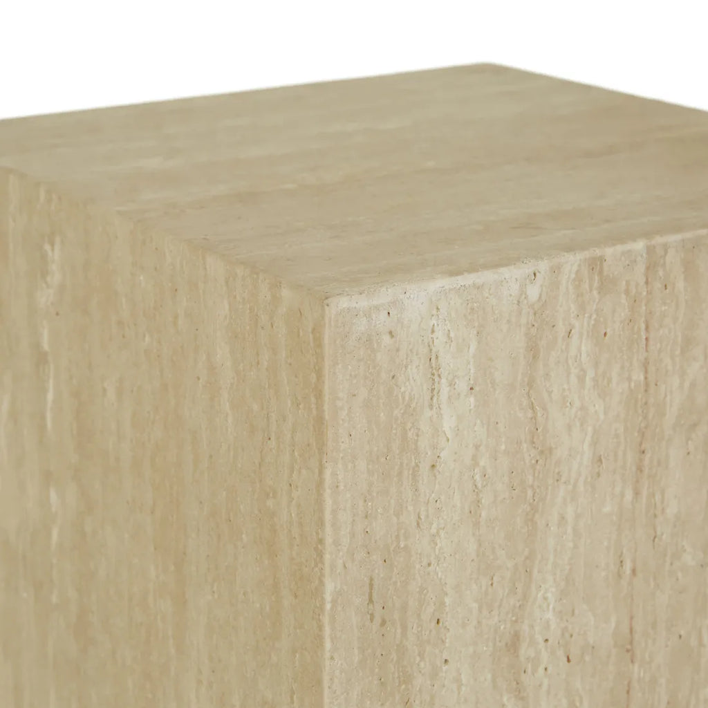 Elle Block Tall Plinth Natural Travertine