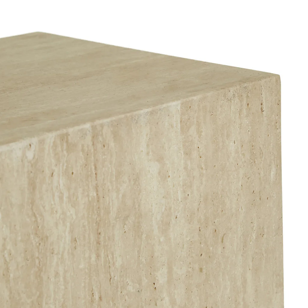Elle Block Tall Plinth Natural Travertine