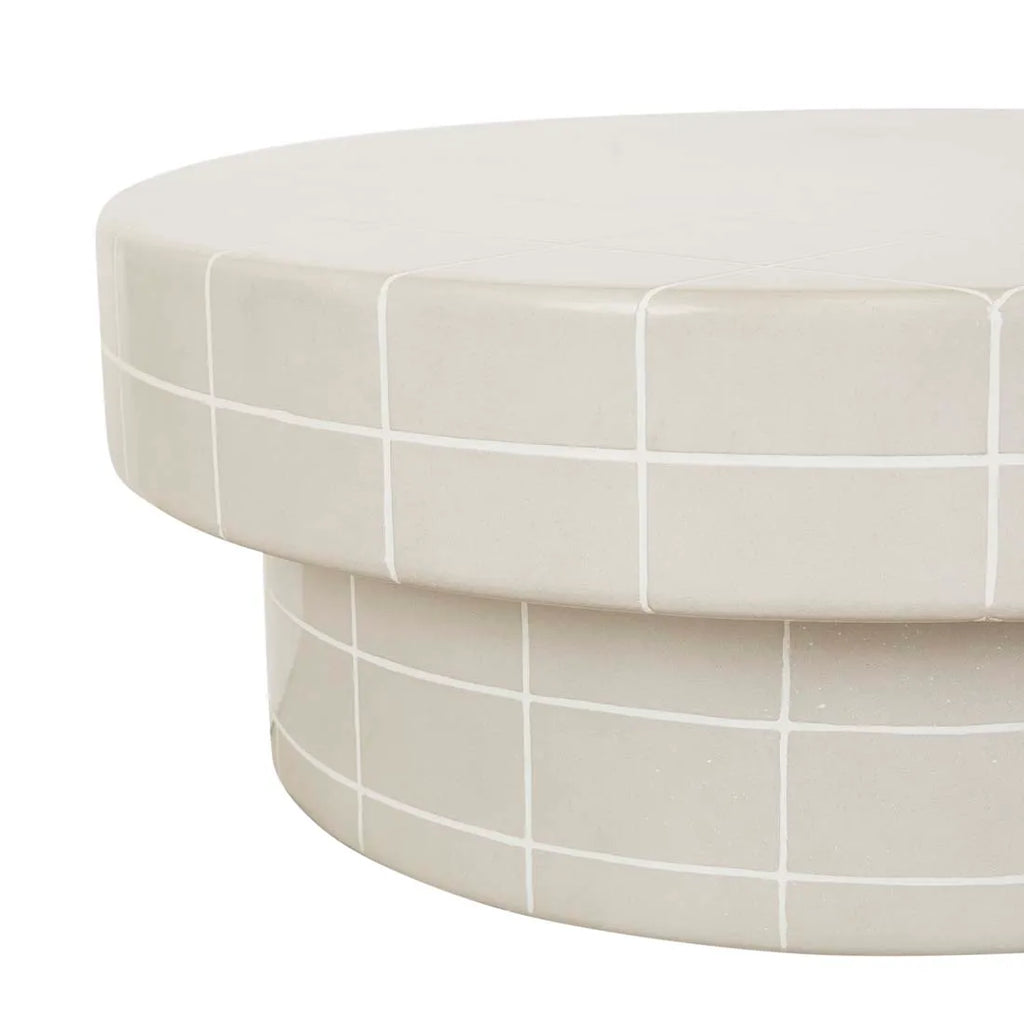 Seville Tile Coffee Table Round Pearl White