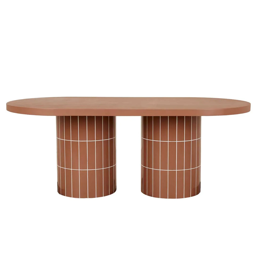 Seville Tile Dining Table Oval Red Glaze