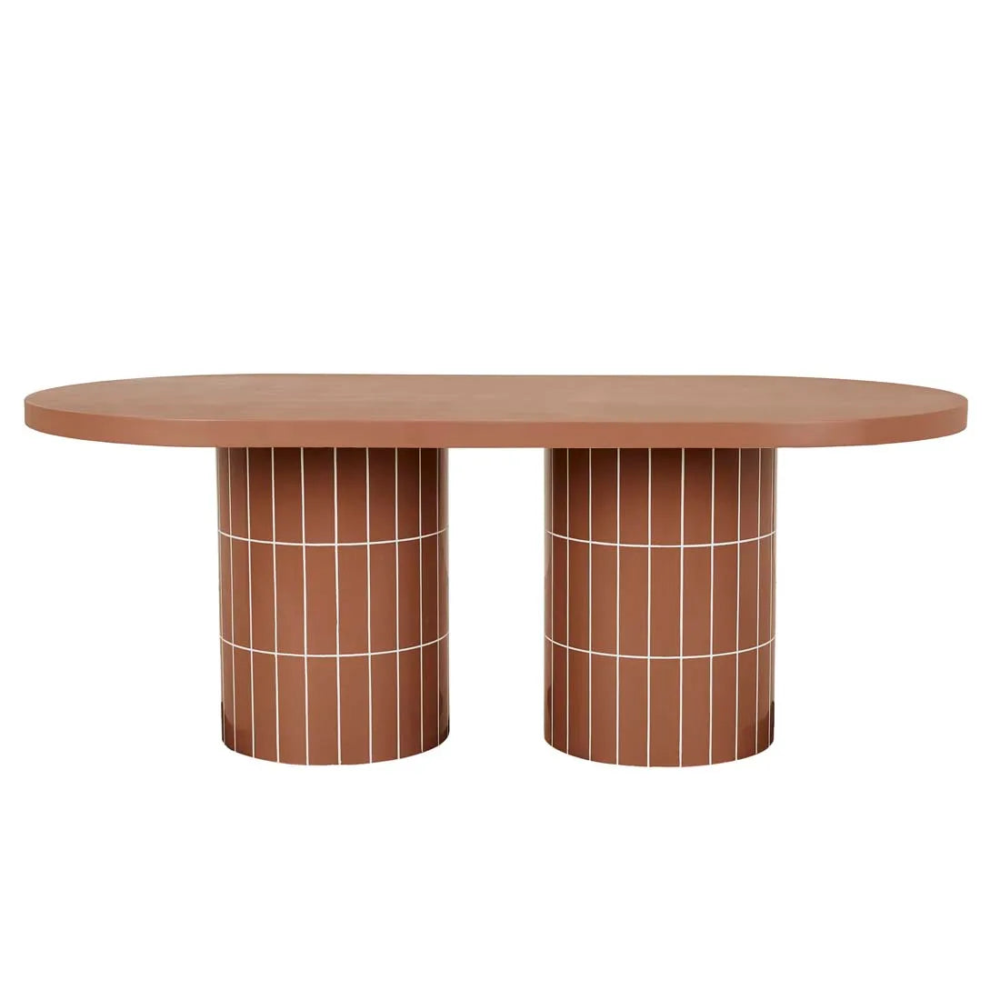 Seville Tile Dining Table Oval Red Glaze
