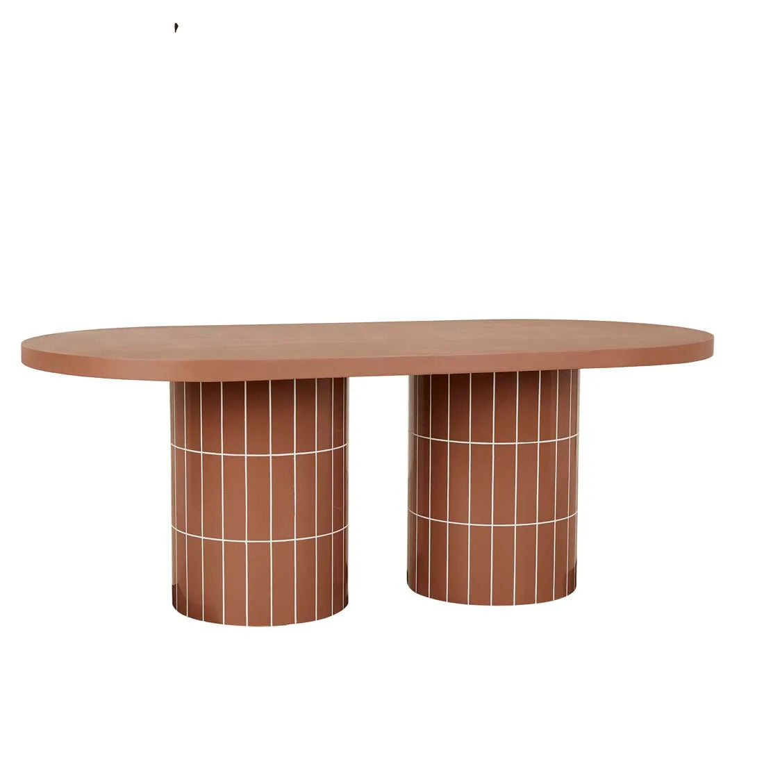 Seville Tile Dining Table Oval Red Glaze