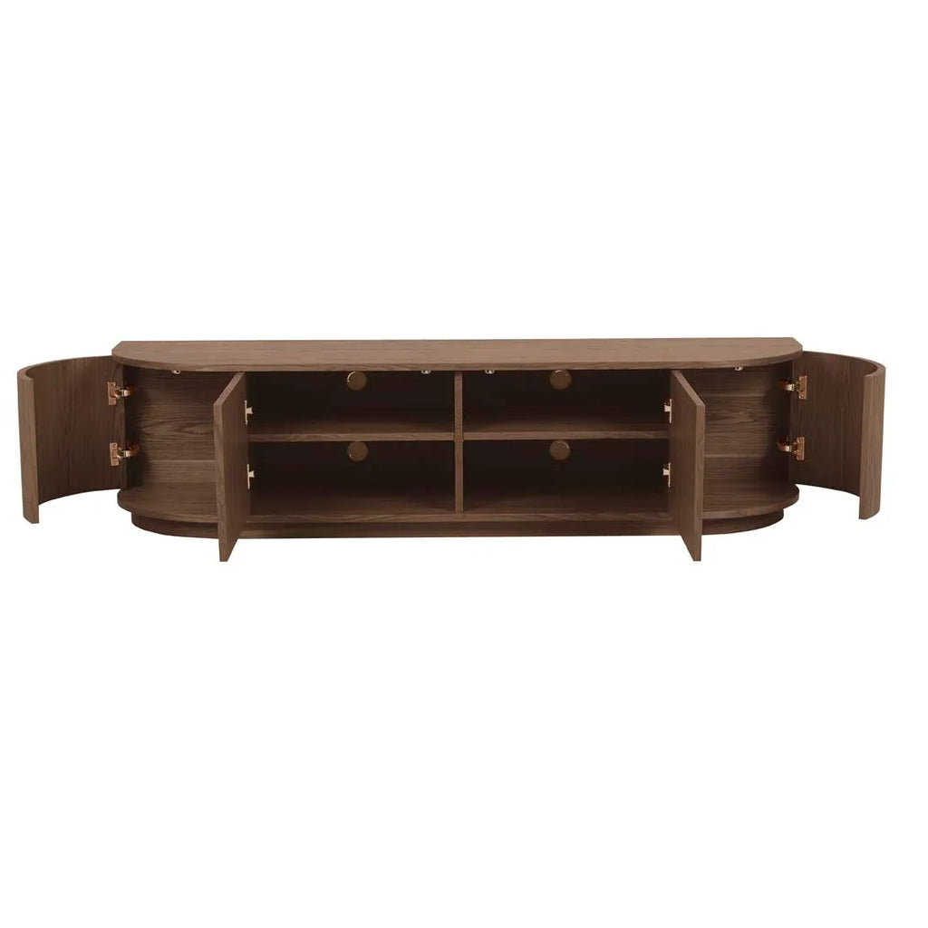 Oberon Crescent Entertainment Unit Smoked Ash 1800mm