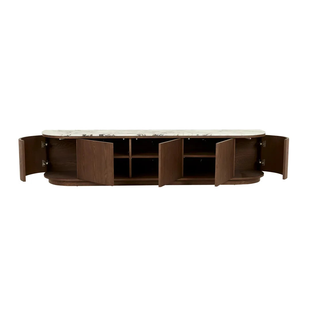 Oberon Crescent Marble Entertainment Unit Smoked Ash 2100mm
