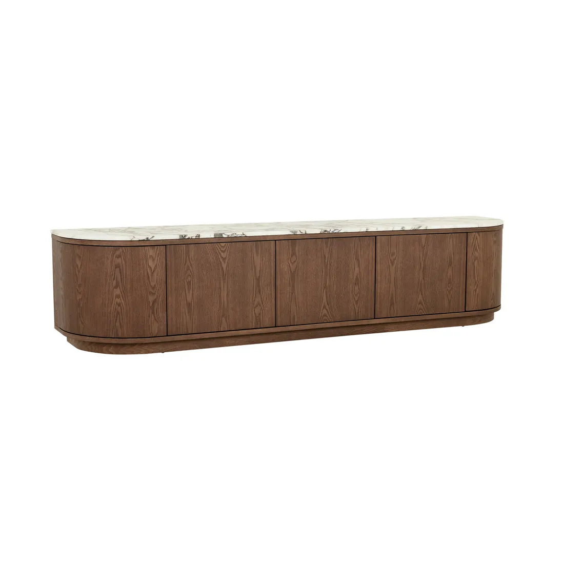 Oberon Crescent Marble Entertainment Unit Smoked Ash 2100mm