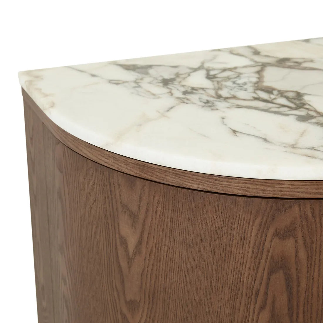 Oberon Crescent Marble Entertainment Unit Smoked Ash 2100mm
