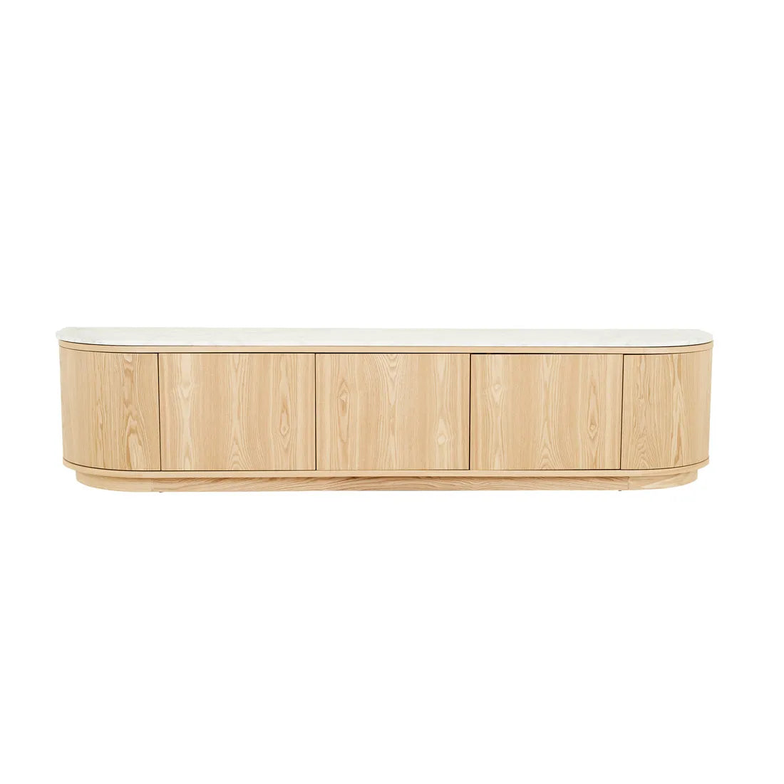 Oberon Crescent Marble Entertainment Unit Natural 2100mm