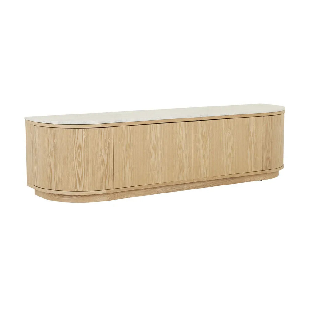Oberon Crescent Marble Entertainment Unit Natural 1800mm