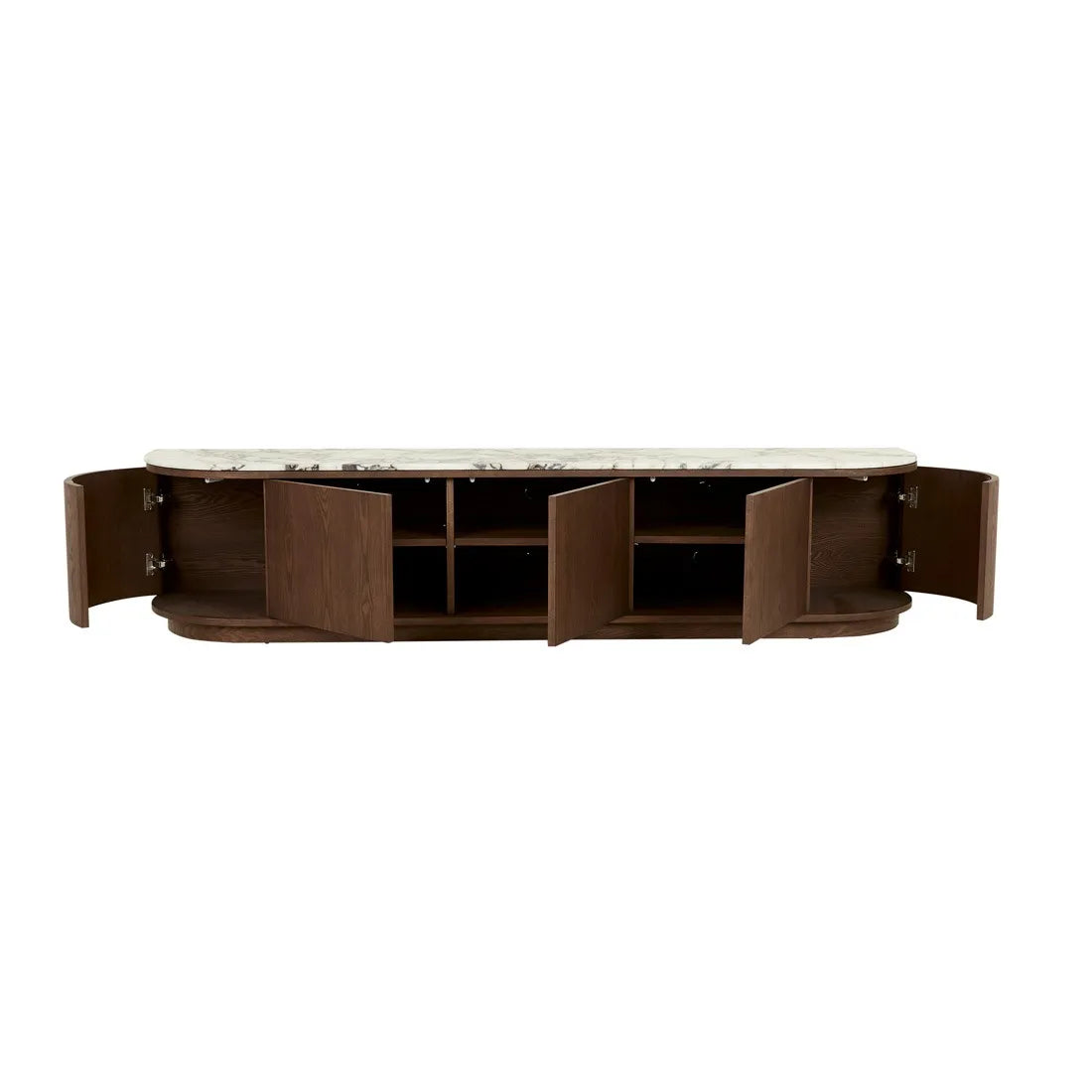 Oberon Crescent Marble Entertainment Unit Smoked Ash 1800mm