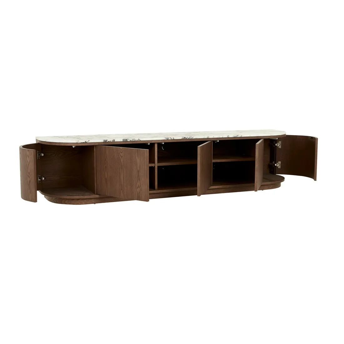 Oberon Crescent Marble Entertainment Unit Smoked Ash 1800mm