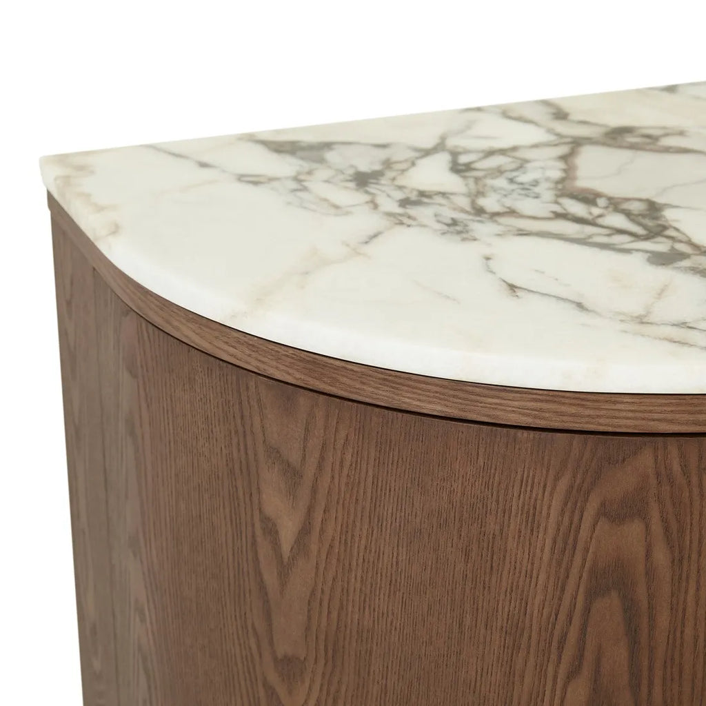 Oberon Crescent Marble Entertainment Unit Smoked Ash 1800mm