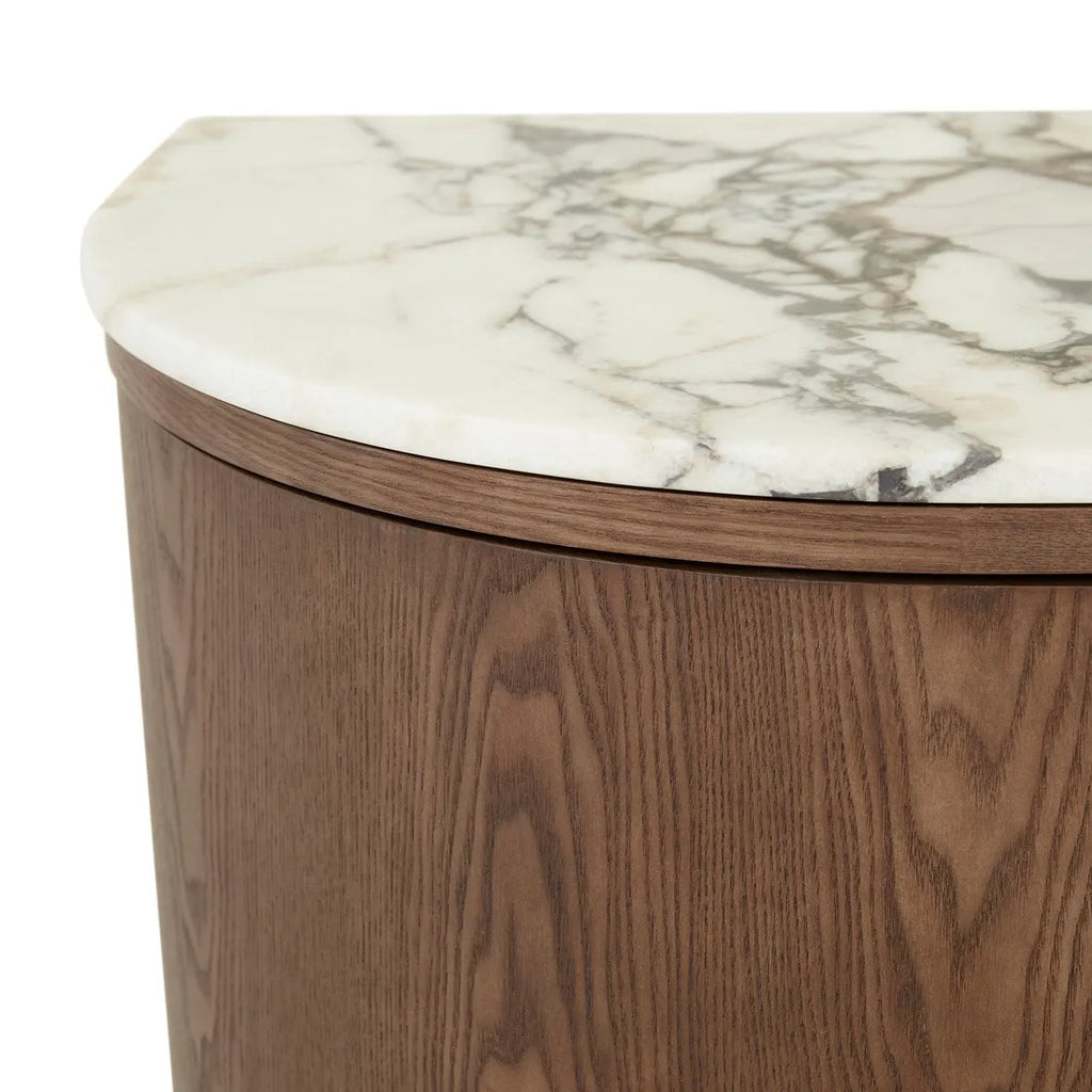 Oberon Crescent Marble Entertainment Unit Smoked Ash 1800mm