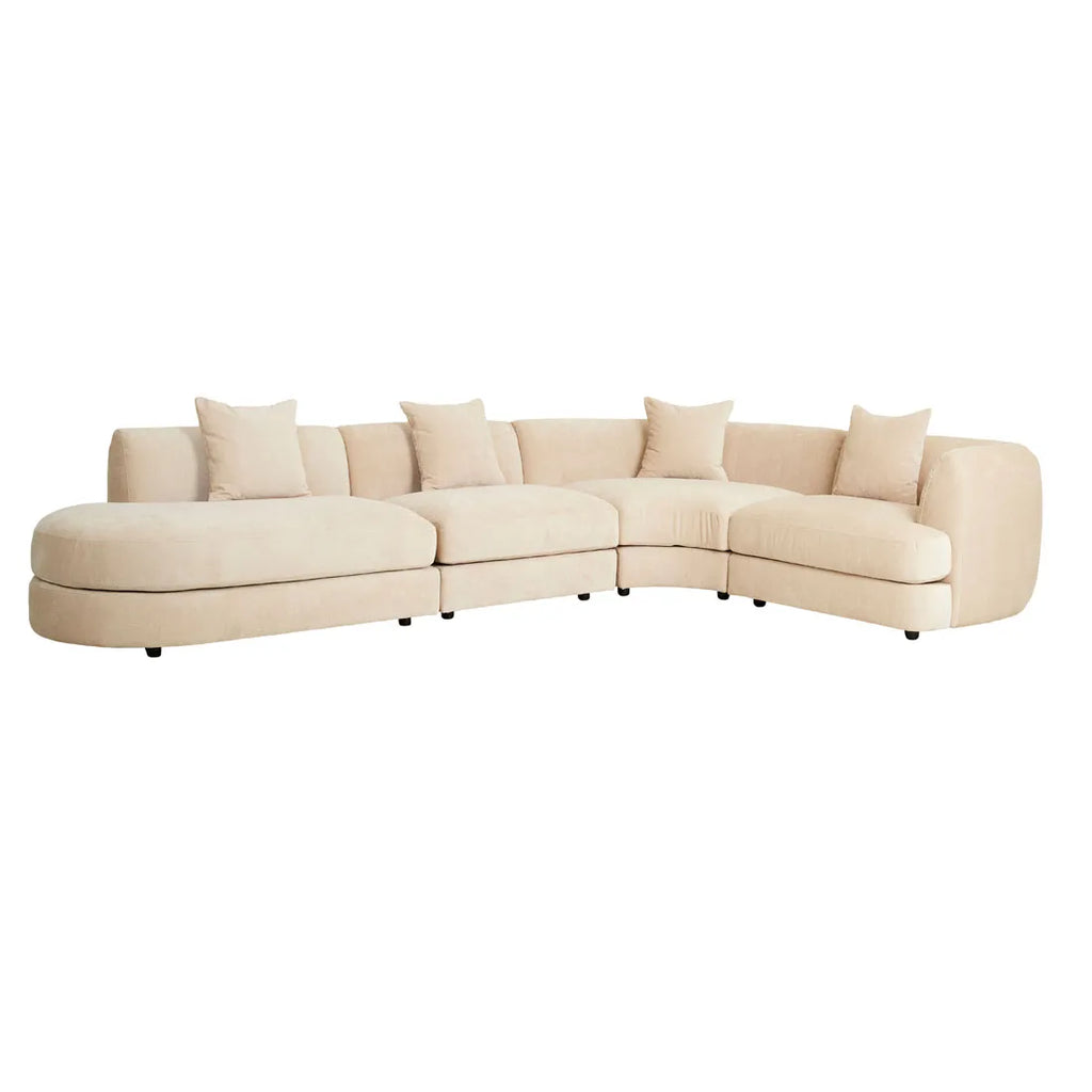 Madrid Curve Left Chaise Sofa Soft Wheat