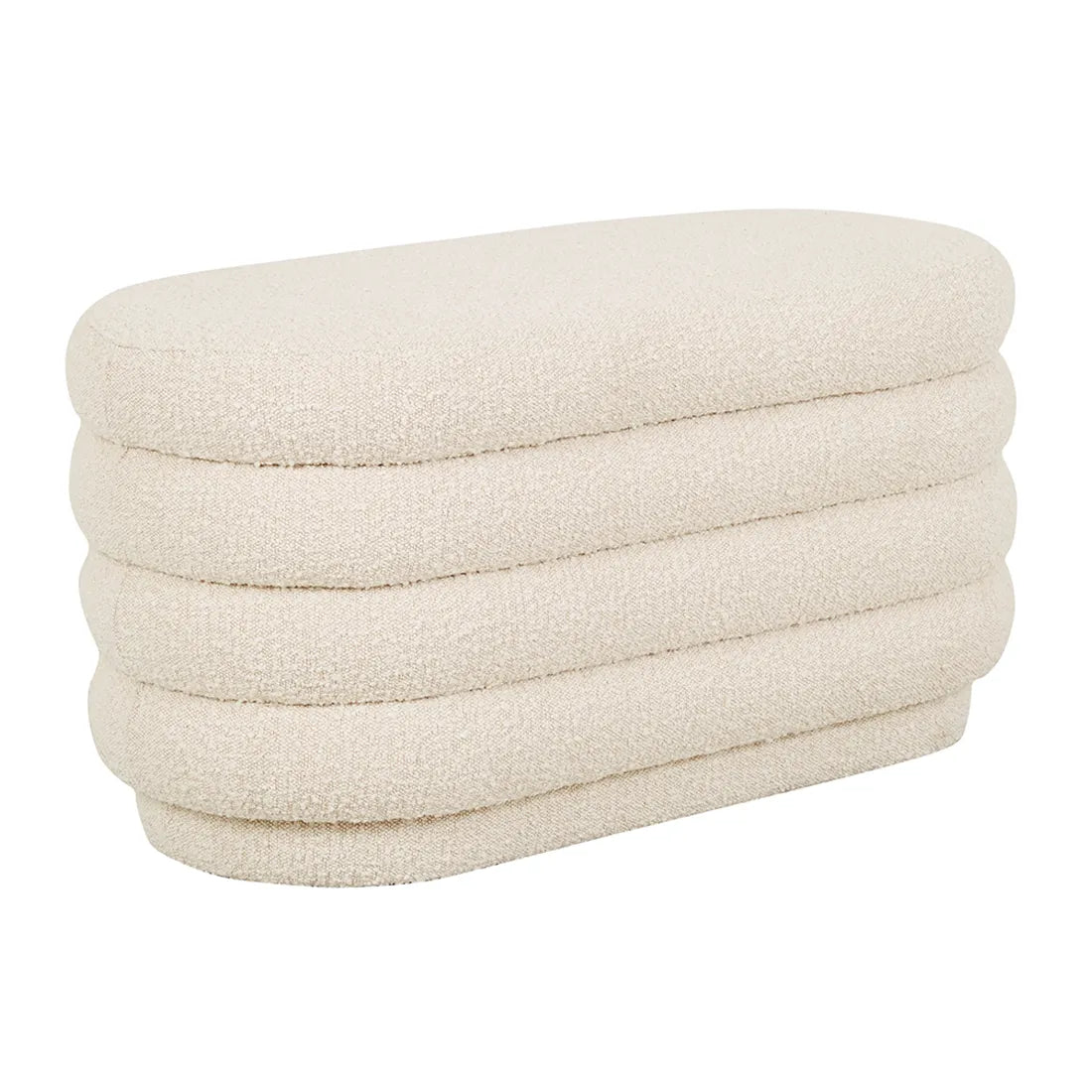 Kennedy Ribbed Oval Ottoman Beige Boucle