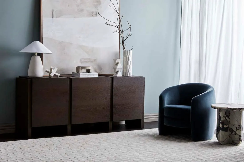 Kennedy Tenner Chair Blue Charcoal Velvet